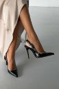 Elisa İnce Topuk 10 Cm Siyah Rugan Stiletto