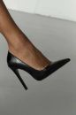 Fia İnce Topuk 12 Cm Siyah Yılan Desenli Stiletto