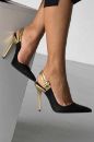 Filmy İnce Topuk 10 Cm Siyah Gold Stiletto