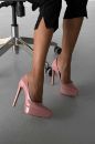 Coax İnce Topuk 13 Cm Pudra Rugan Platform