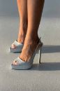 Alyce Simli Taban İnce Topuk 13 Cm Gümüş Simli Platform