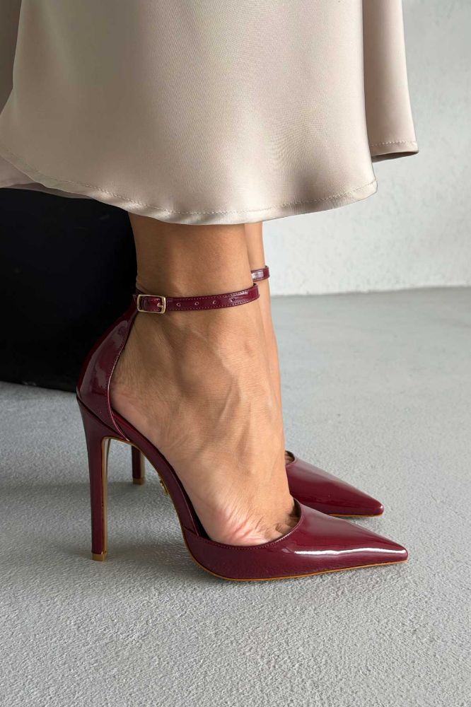 Agnes  İNCE TOPUK 12 CM BORDO RUGAN STİLETTO resmi