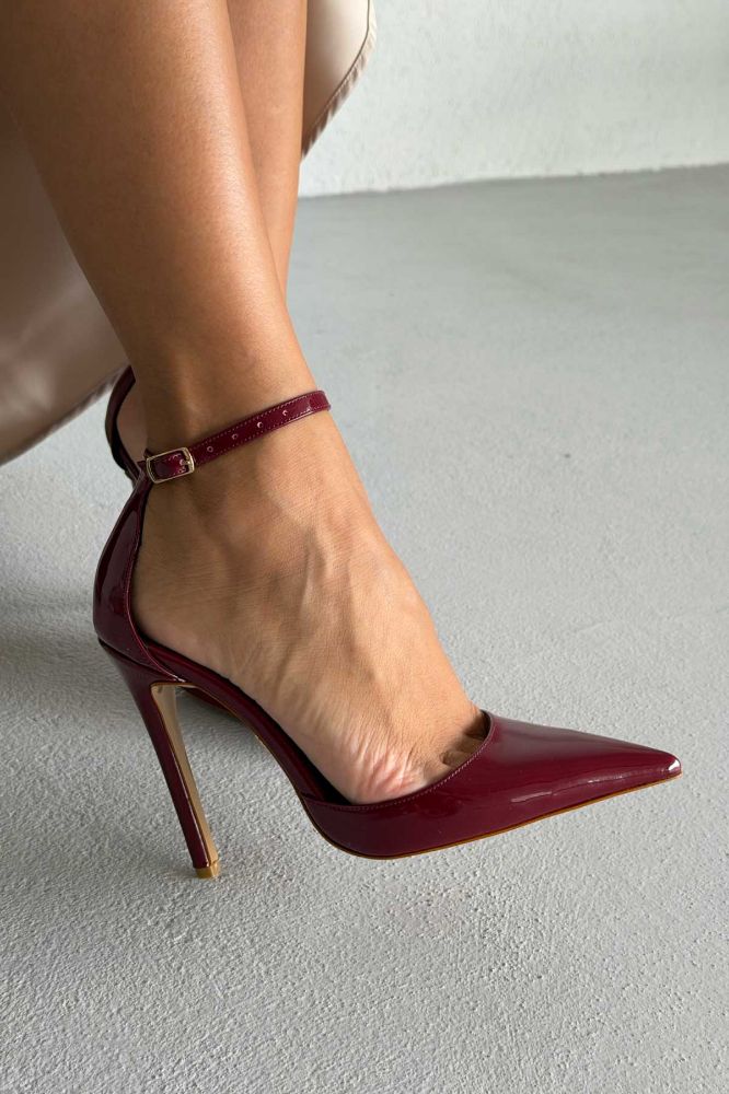 Agnes  İNCE TOPUK 12 CM BORDO RUGAN STİLETTO resmi