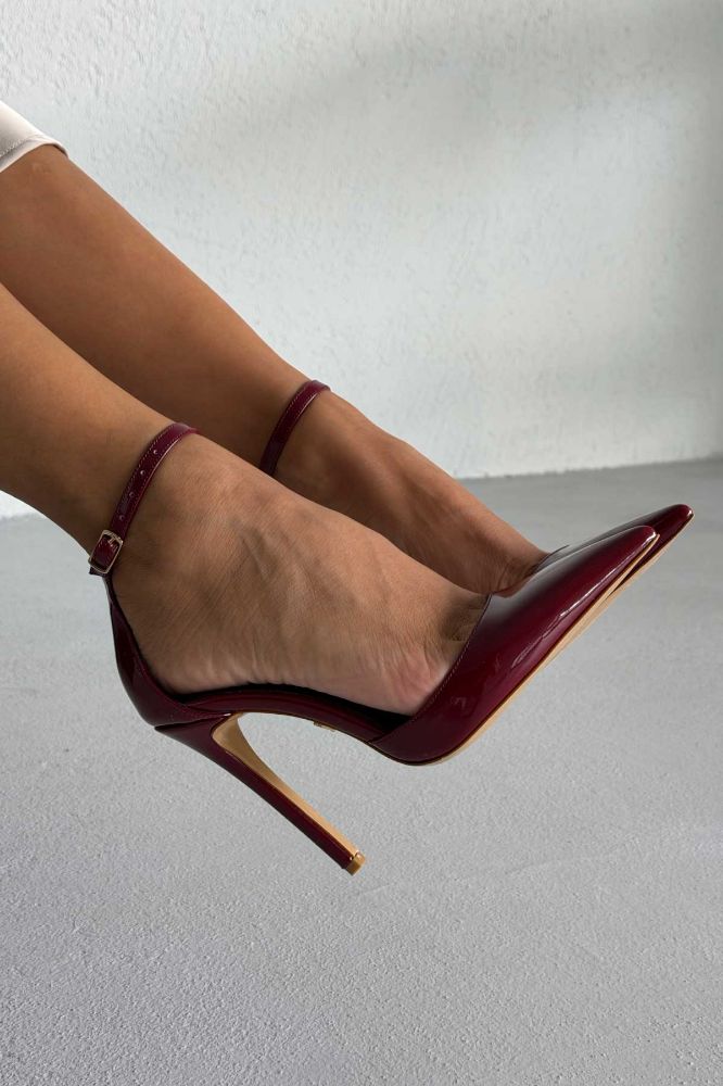 Agnes  İNCE TOPUK 12 CM BORDO RUGAN STİLETTO resmi