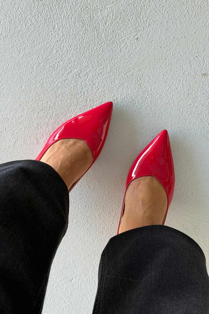 Cosy İnce Topuk 7 Cm Kırmızı Rugan Stiletto resmi