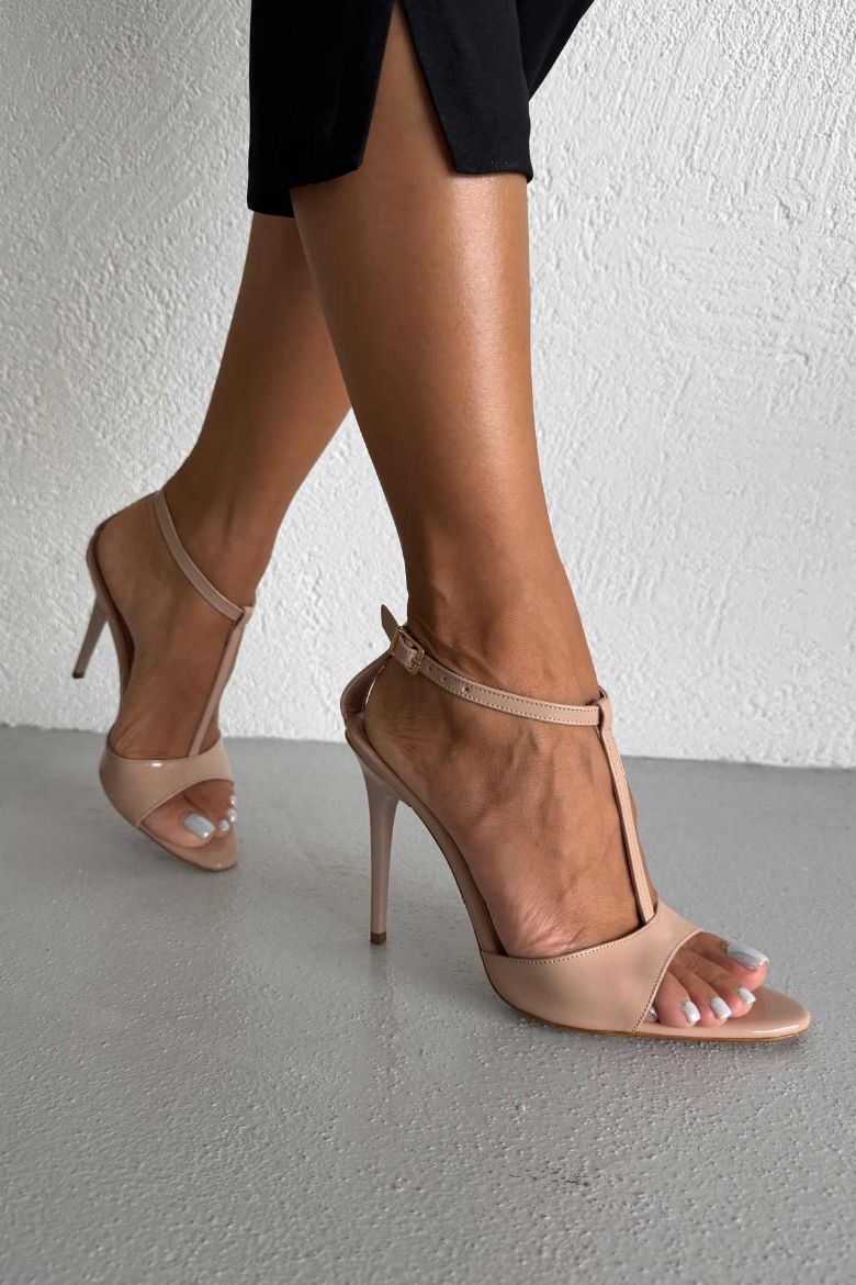 Toussa  İNCE TOPUK 10 CM NUDE RUGAN TOPUKLU AYAKKABI resmi