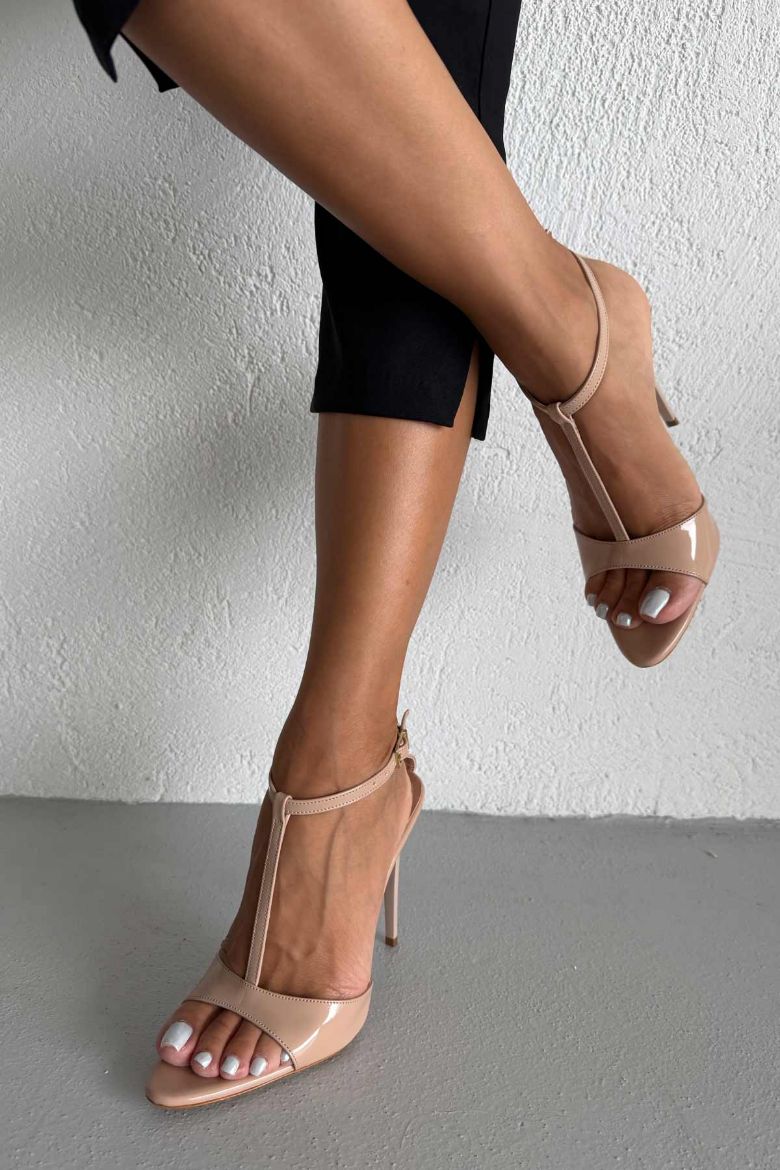 Toussa  İNCE TOPUK 10 CM NUDE RUGAN TOPUKLU AYAKKABI resmi