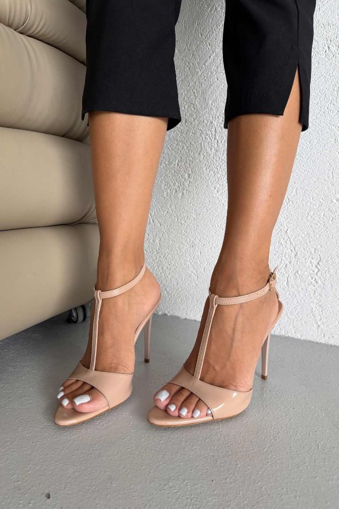 Toussa  İNCE TOPUK 10 CM NUDE RUGAN TOPUKLU AYAKKABI resmi