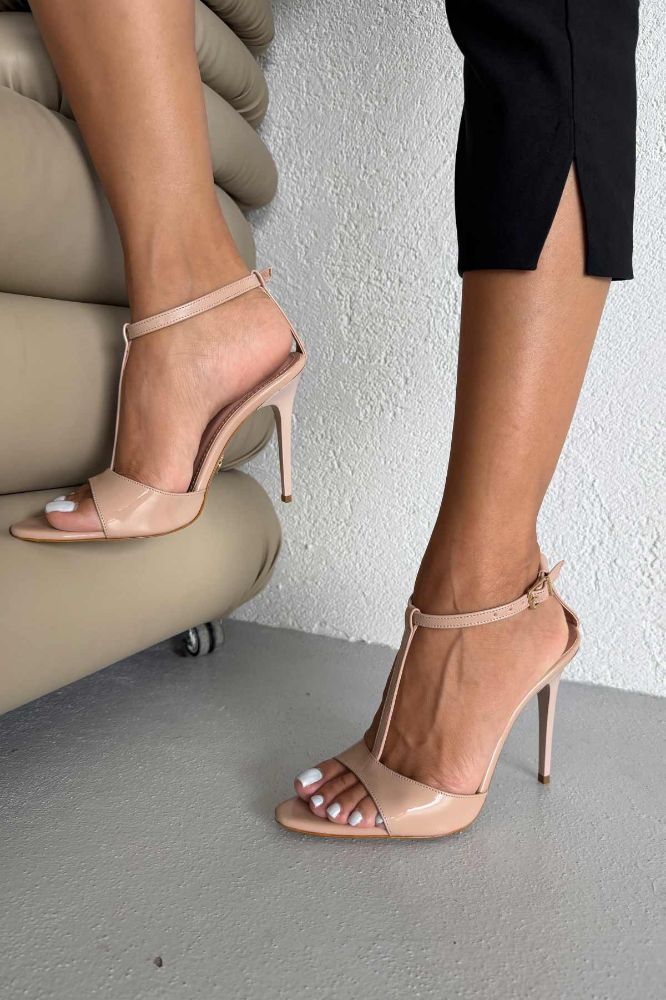 Toussa  İNCE TOPUK 10 CM NUDE RUGAN TOPUKLU AYAKKABI resmi