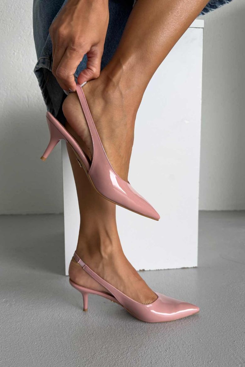 Cosy İnce Topuk 7 Cm Gül Kurusu Rugan Stiletto resmi