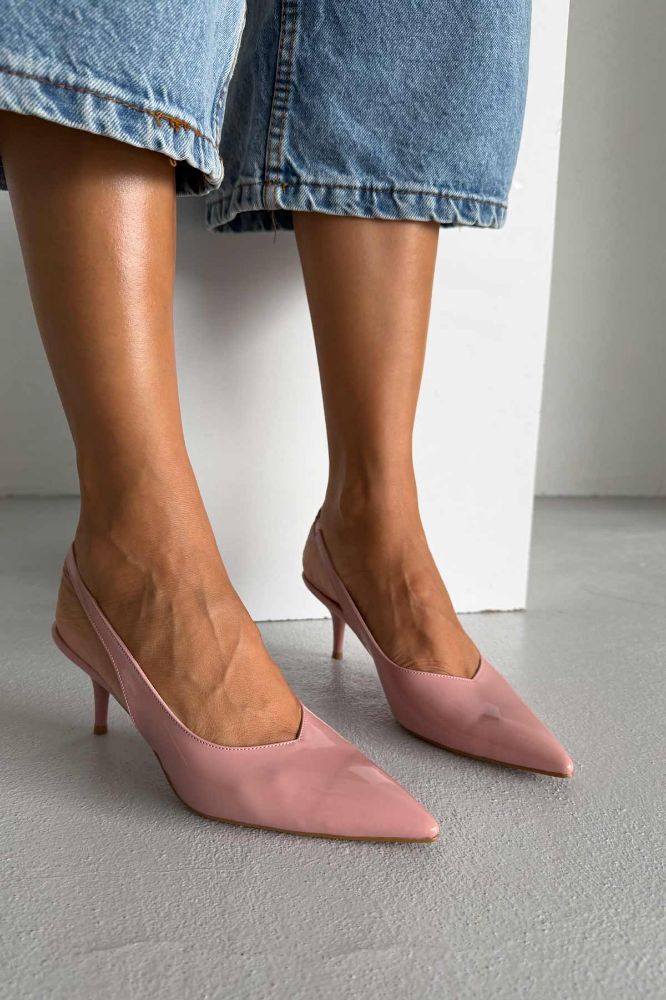 Cosy İnce Topuk 7 Cm Gül Kurusu Rugan Stiletto resmi