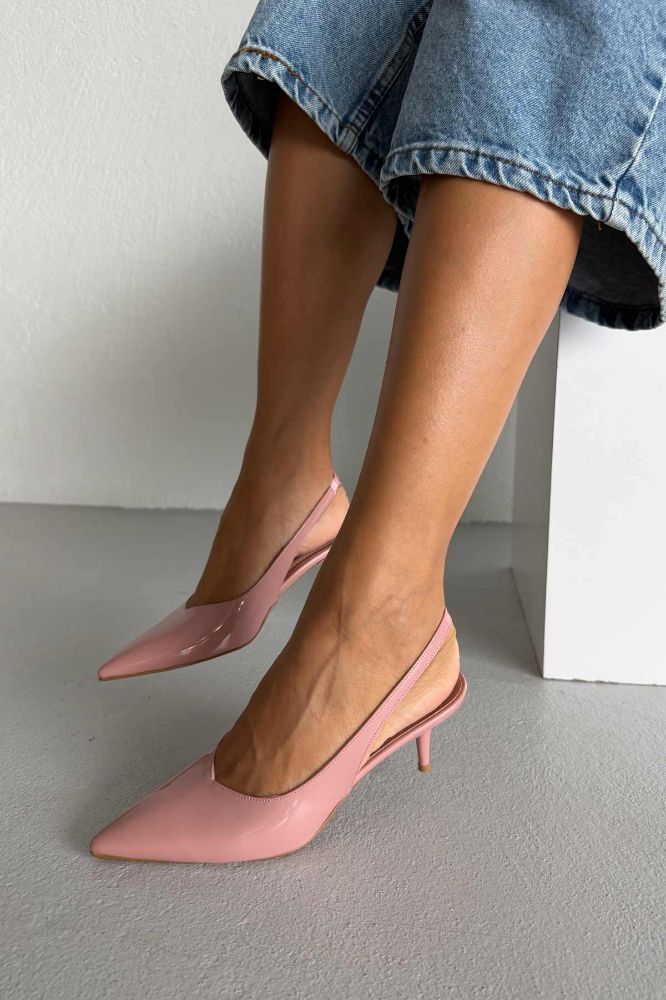 Cosy İnce Topuk 7 Cm Gül Kurusu Rugan Stiletto resmi