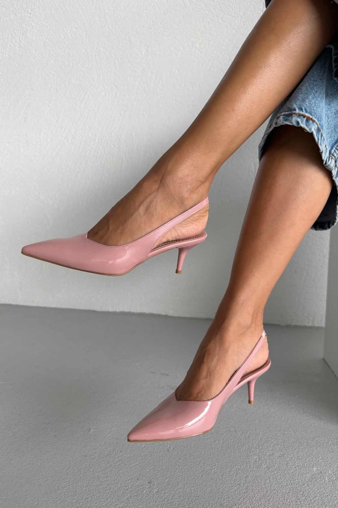 Cosy İnce Topuk 7 Cm Gül Kurusu Rugan Stiletto resmi