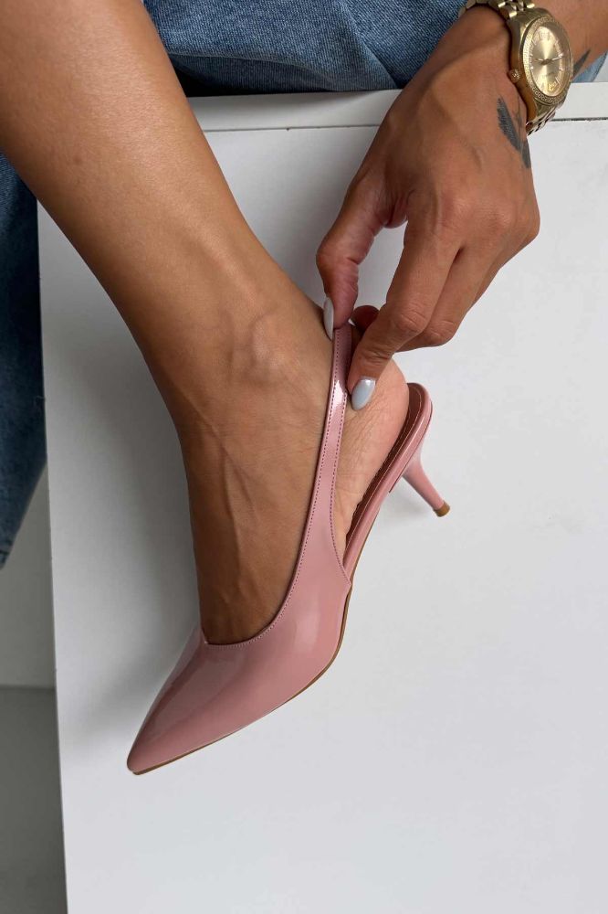 Cosy İnce Topuk 7 Cm Gül Kurusu Rugan Stiletto resmi