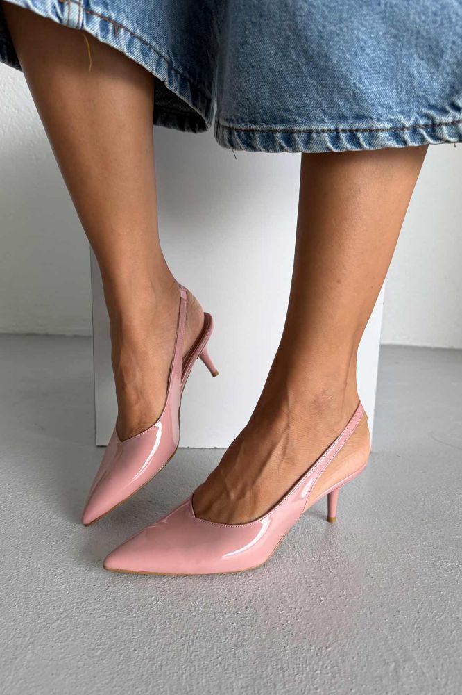 Cosy İnce Topuk 7 Cm Gül Kurusu Rugan Stiletto resmi